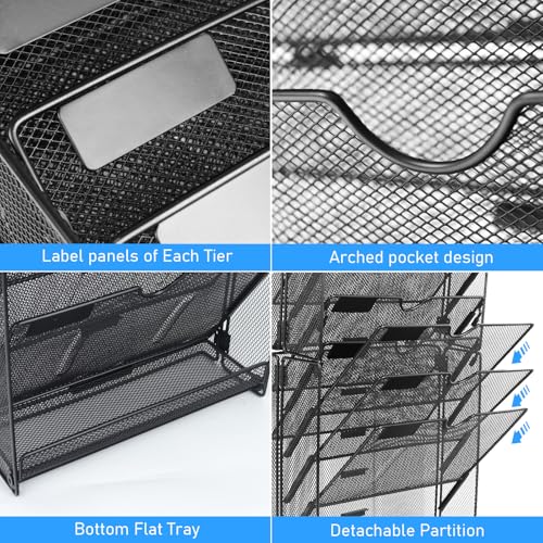 Black 10 Pockets Mesh Wall File Organizer F487