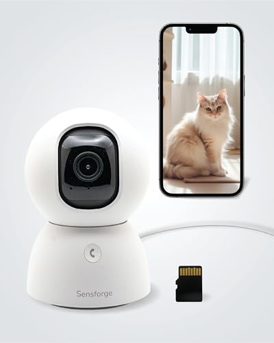 Indoor Pan-Tilt Security Camera with SD Card, 2.4k Video V345696