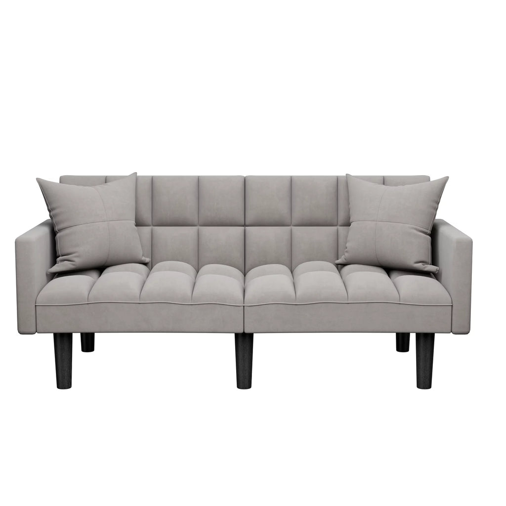 Grey Adjustable Backrest Sofa Bed W7136