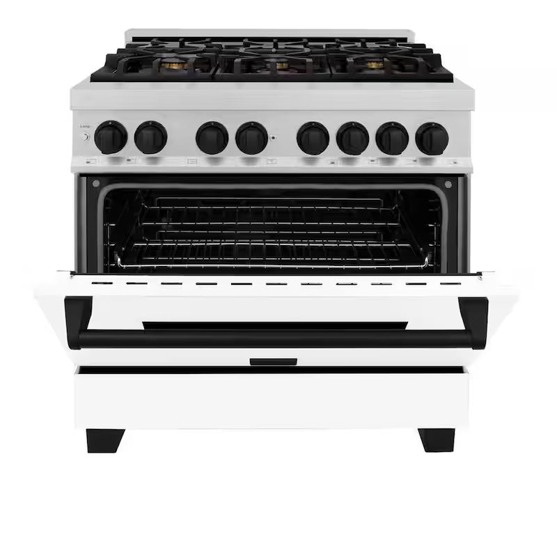 36 in. 6 Burner Dual Fuel Range in Stainless Steel, White Matte and Matte Black L748463