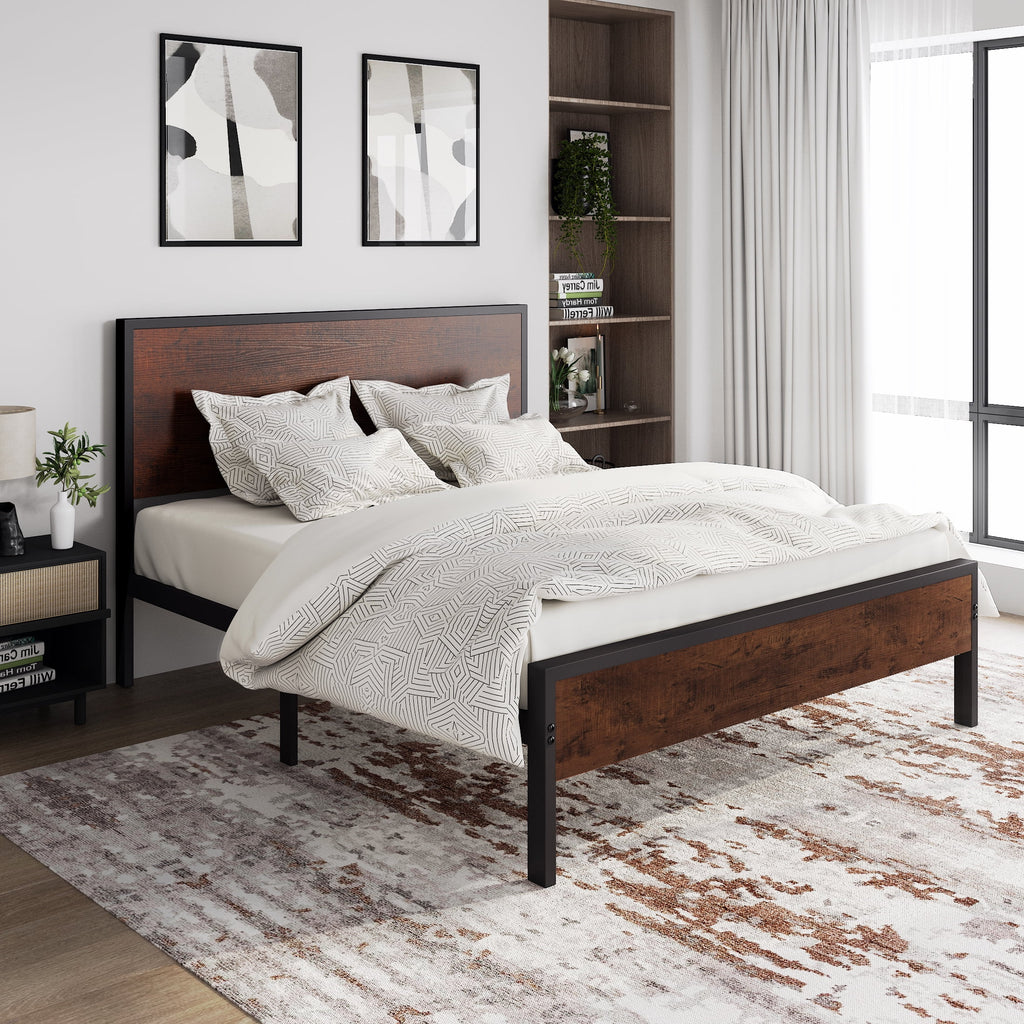 Queen Size Black Oak Headboard Bed Frame C454351