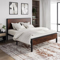 Queen Size Black Oak Headboard Bed Frame C454351
