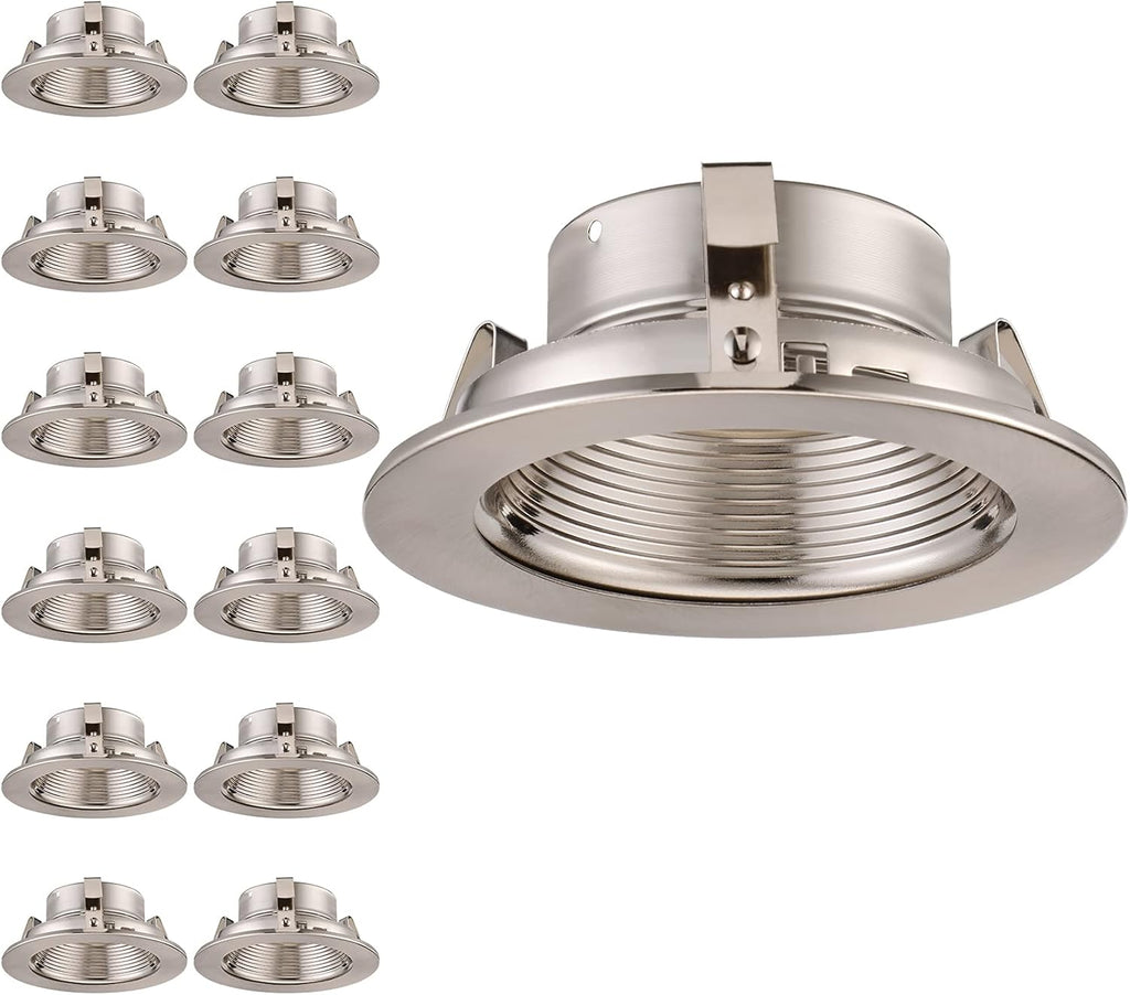 12-Pack 4 Inch Recessed Can Light Trim, Oil Rubbed Bronze Metal Step Baffle Trim F88346