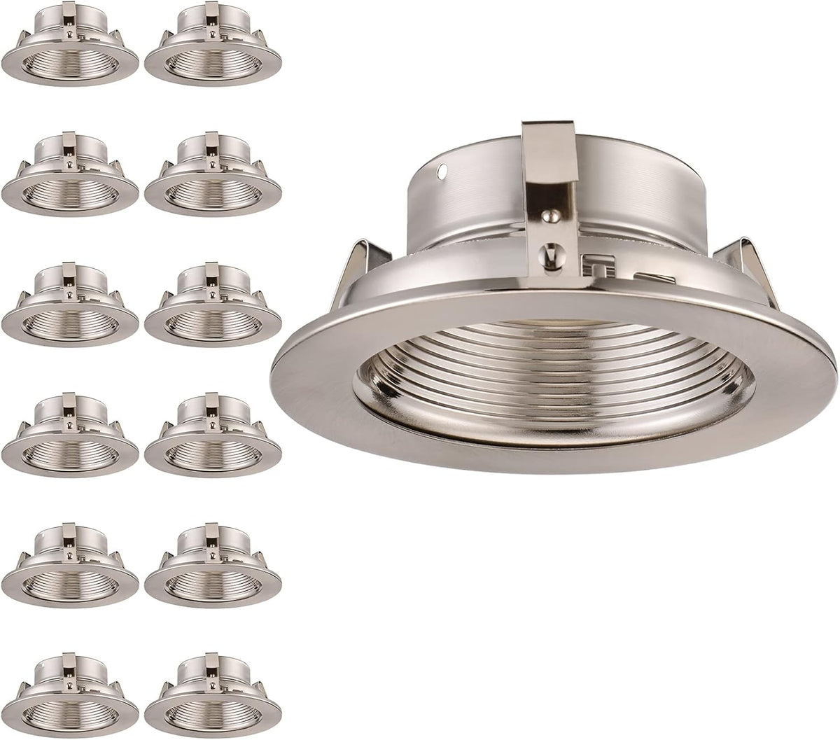 12-Pack 4 Inch Recessed Can Light Trim, Oil Rubbed Bronze Metal Step Baffle Trim F88346