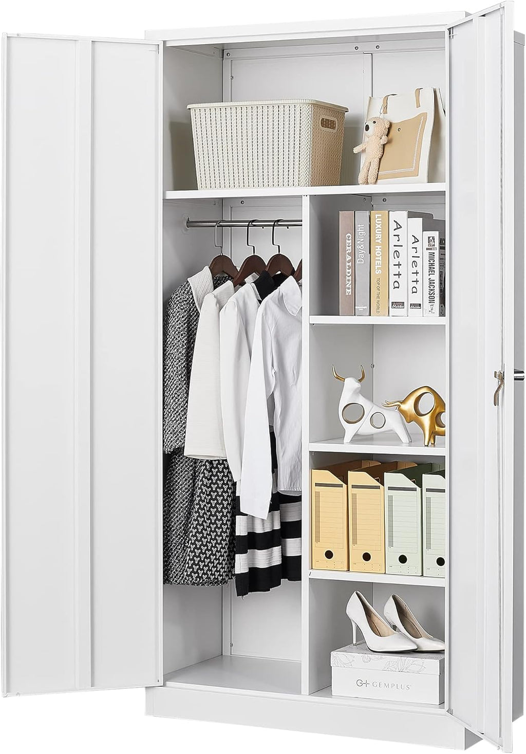 Black Metal Storage Cabinet with 4 Adjustable Shelves O301