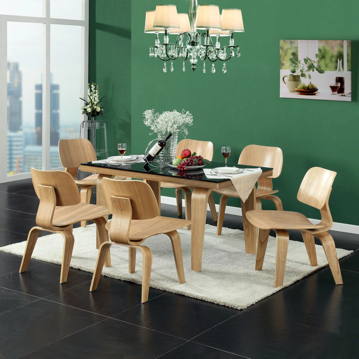 Wood Dining Chairs Set of Two Natural L396