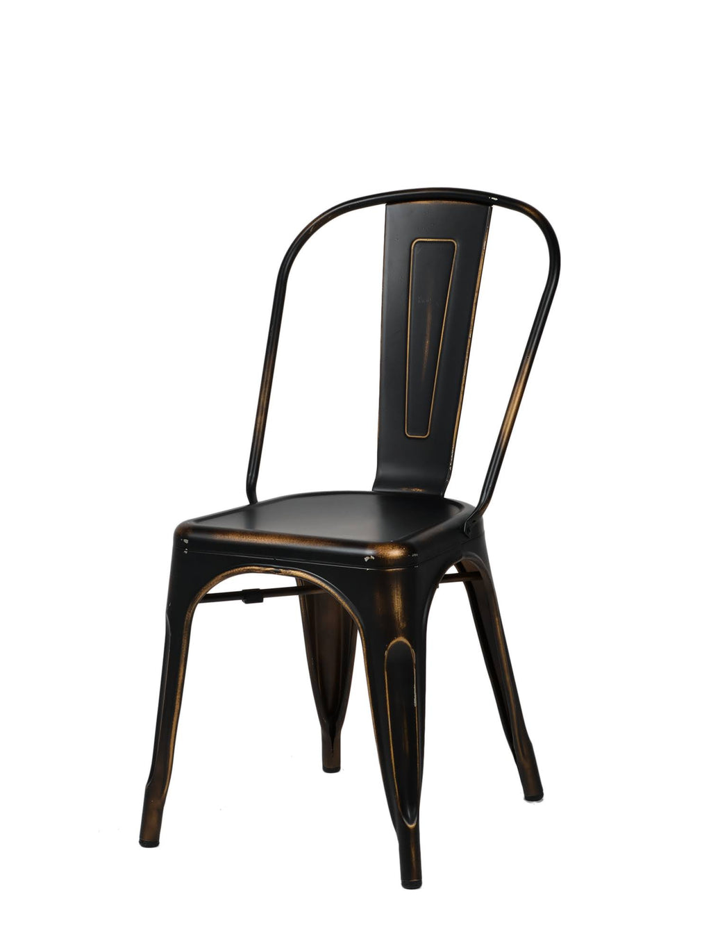 Antique Black Steel Stackable Dining Chair Y80634