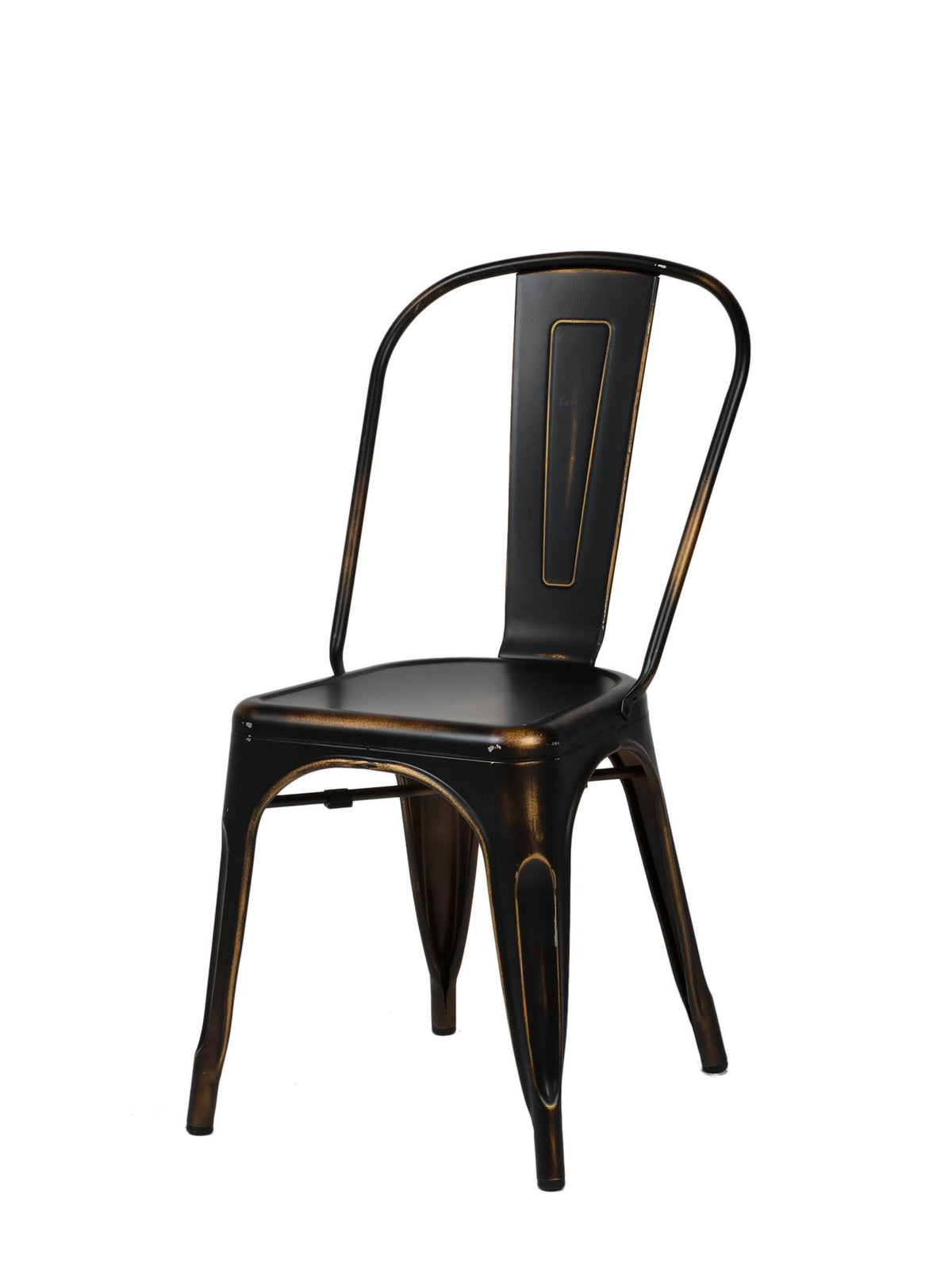 Antique Black Steel Stackable Dining Chair Y80634