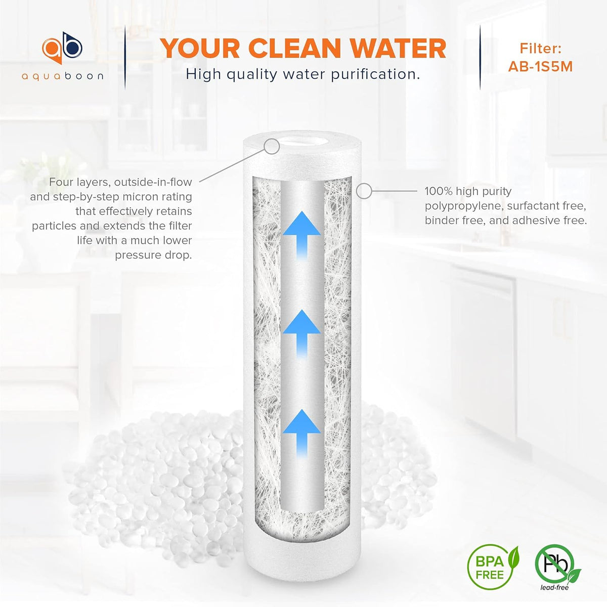 5 Micron 10 Sediment Water Filter Replacement Cartridge D21900