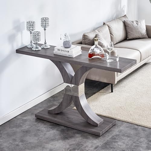 55 inch Gray Console Table with Geometric Base C3940