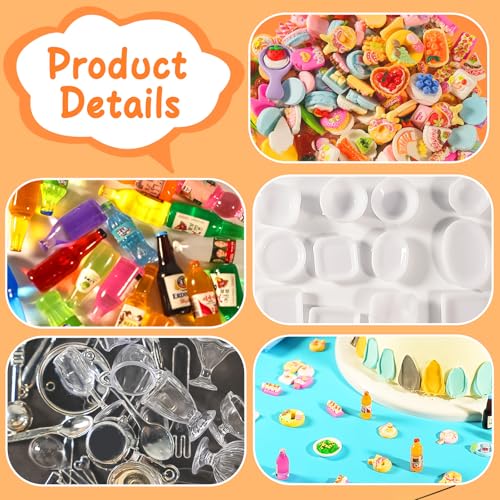 246 Pcs Mini Shopping Cart Refrigerator with Mini Food Set Metal Basket F235