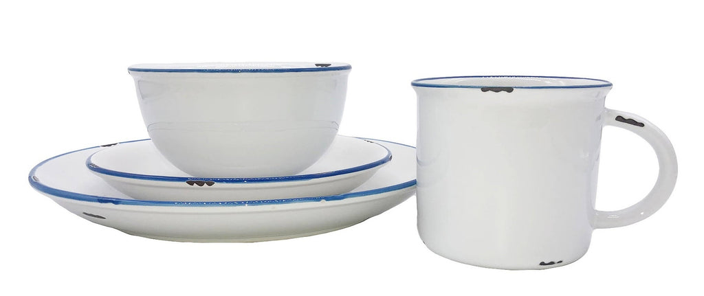 White/Blue Tinware Salad Plates (Set of 4) X450590