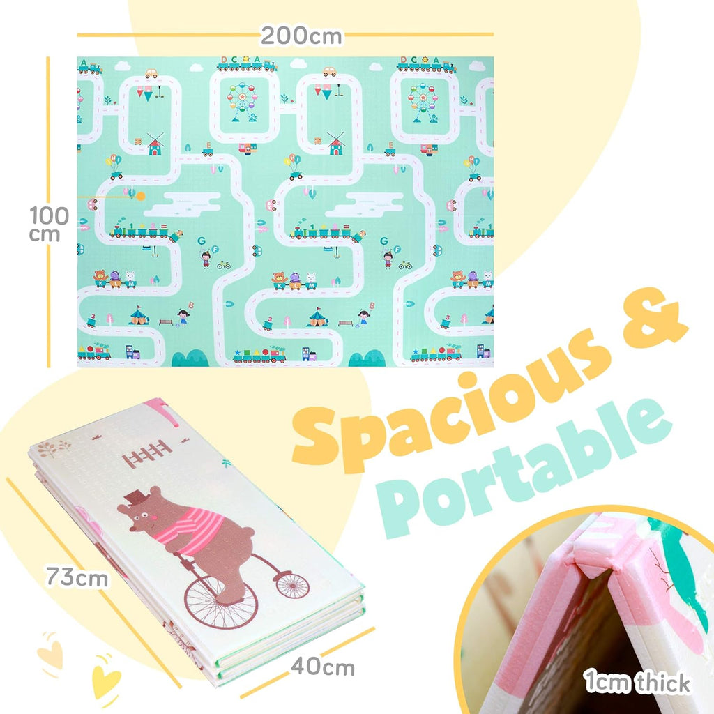 Reversible Non-Slip Waterproof Foam Baby Play Mat with Case, 6.5ft x 6ft I720