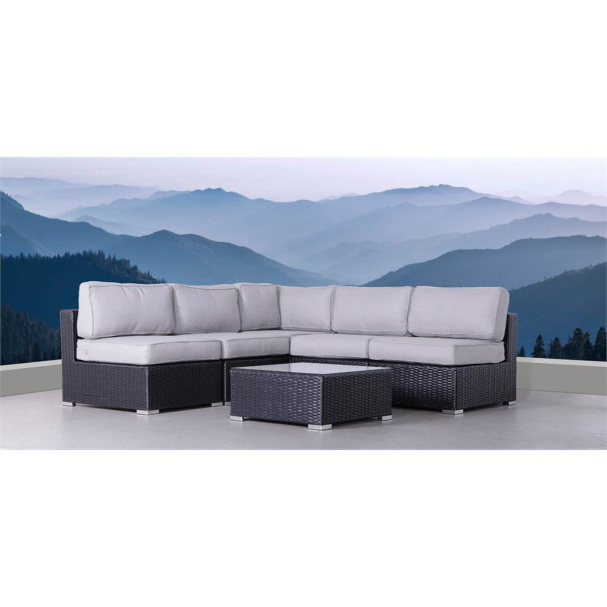 6-Piece Sectional Set with Cushions in Black/Gray P473338