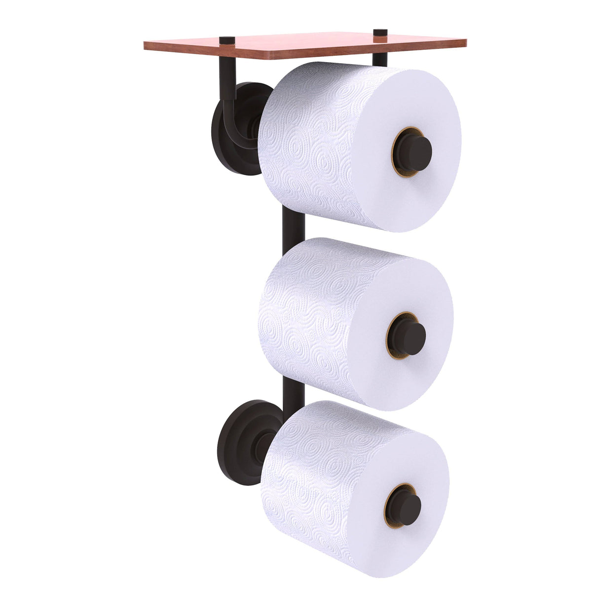 Oil Rubbed Bronze Wall Mount Toilet Paper Holder with Wood Shelf U140973
