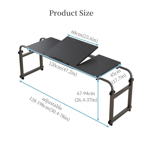 Adjustable Height Black Overbed Table with Wheels N285690