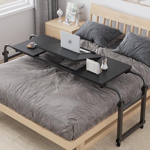 Adjustable Height Black Overbed Table with Wheels N285690