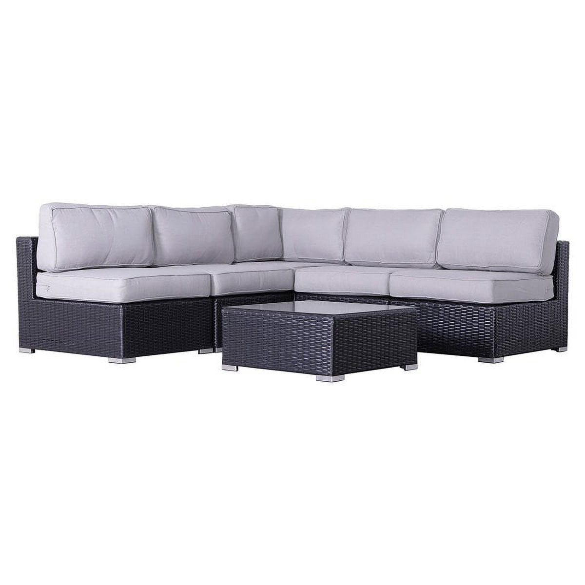 6-Piece Sectional Set with Cushions in Black/Gray P473338