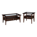 2-Piece Wood Storage Coffee Table Set in Dark Walnut O754984