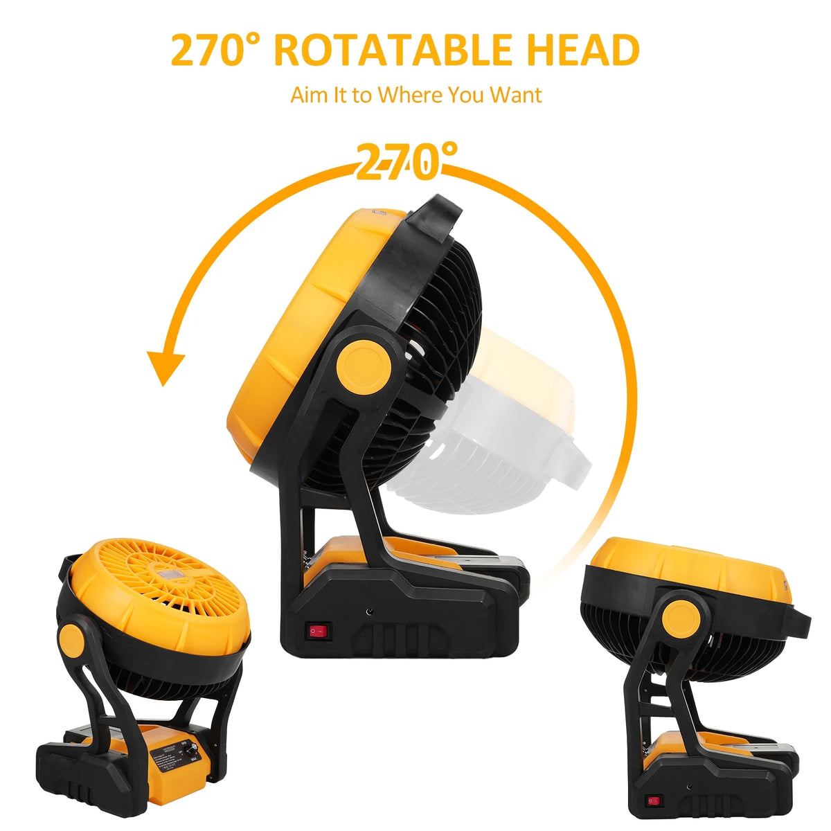 Rechargeable 8 Inch Camping Fan with LED Lantern U452701