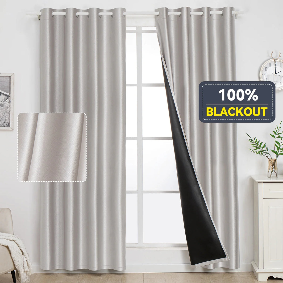 Silver Grommet Blackout Curtain Single Panel 52x95 inch W47434