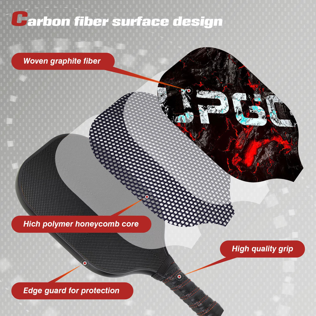 Graphite Fiber Pickleball Paddles Set with 4 Balls and Backpack L862380