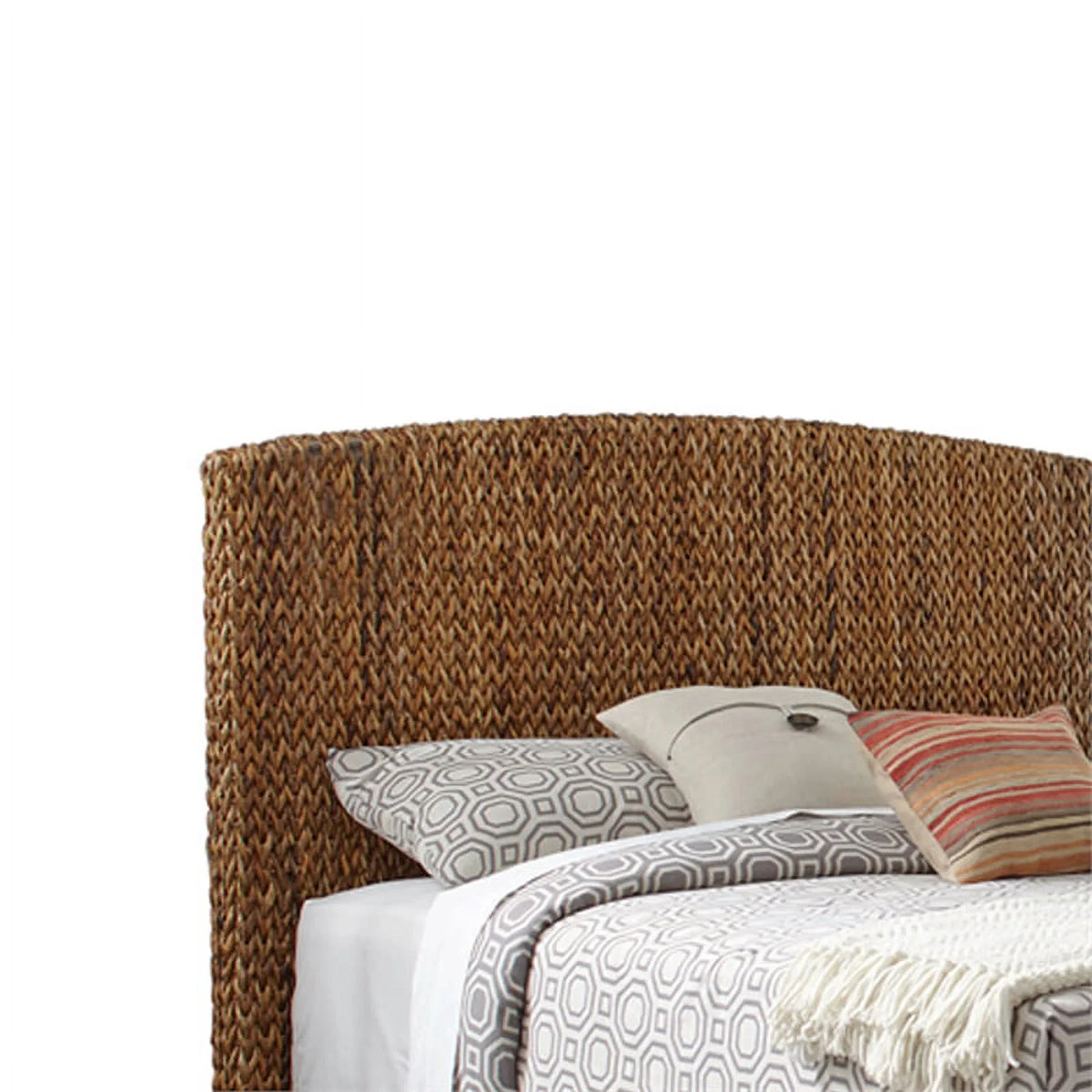 Solid Wood Queen Size Bed with Chamfered Legs in Brown V83795
