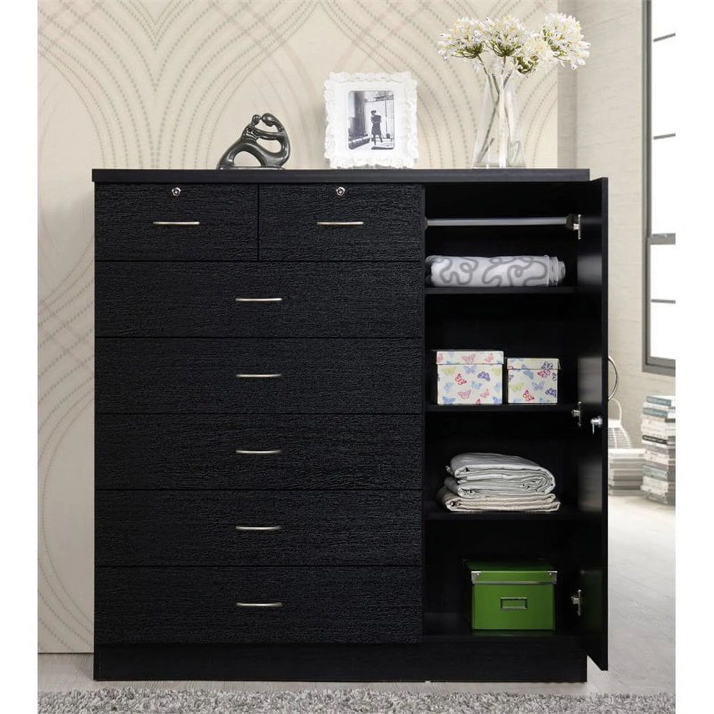 7 Drawer Wood Chest Set with Locks in Black K823142