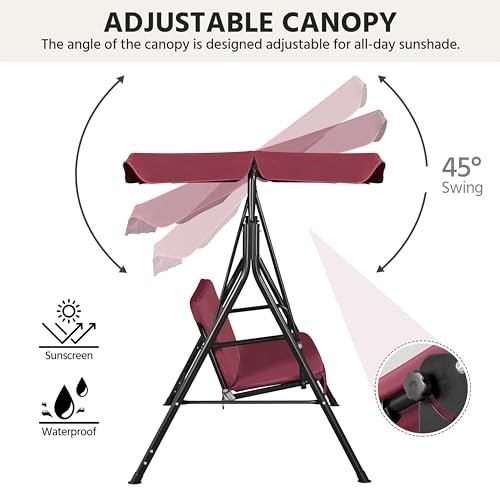 3-Seat Outdoor Swing Chair with Adjustable Canopy & Removable Cushion U7078