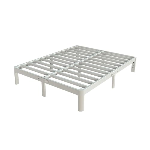White Queen Size 12 Inch Metal Bed Frame S8157