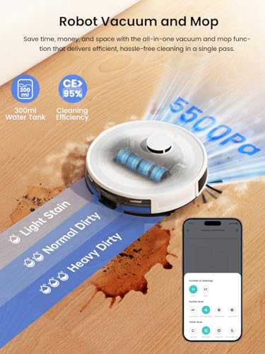 LiDAR Robot Vacuum and Mop, 450ml Dustbin, 150 Mins Runtime M693