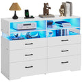 White 6 Drawer Dresser with Charging Station S3475