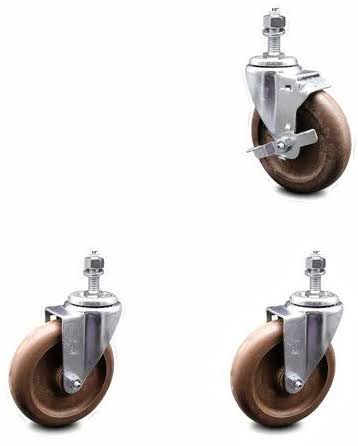 5 inch High Temp Glass Filled Nylon Threaded Stem Caster Set Q560611