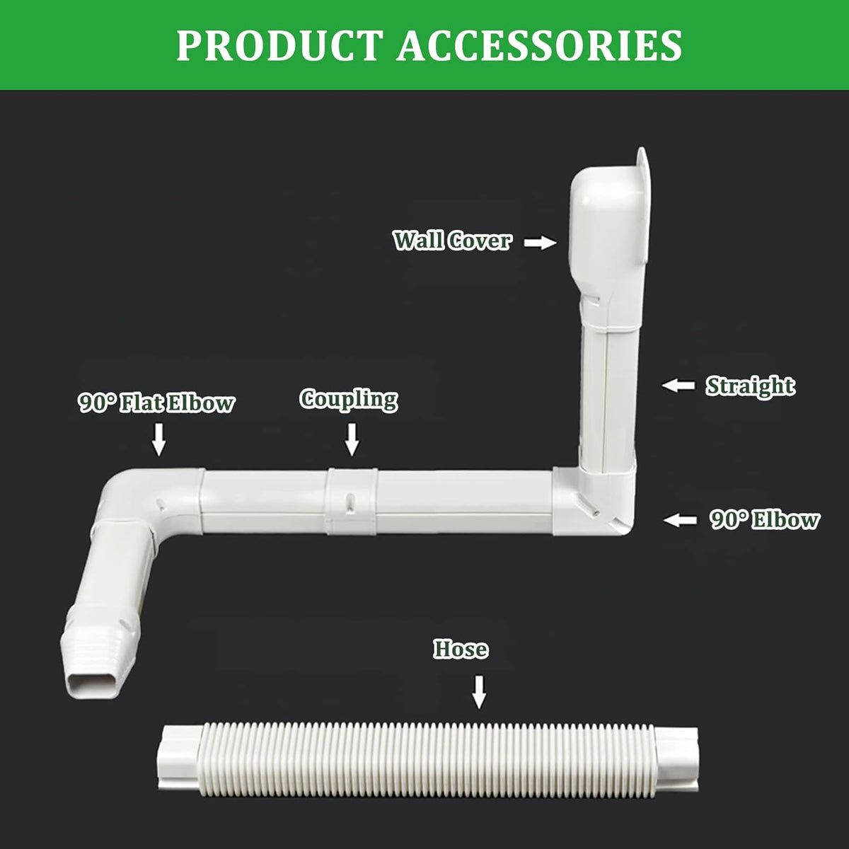 16.5Ft PVC Line Set Cover Kit for Ductless Mini Split Air Conditioners H17972