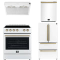30 Electric Range, Range Hood, Refrigerator and Dishwasher in White L8600