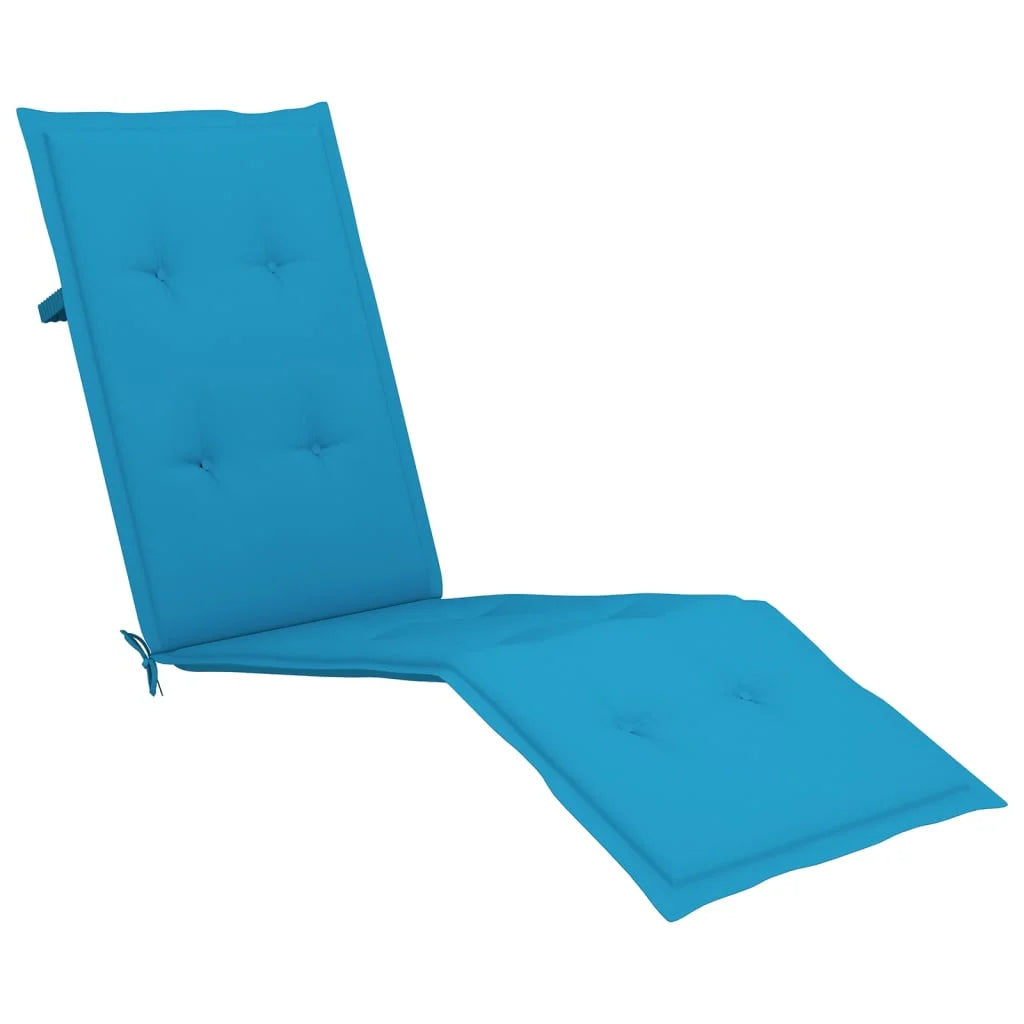 Patio Deck Chair with Footrest and Cushion Solid Wood Acacia T15299