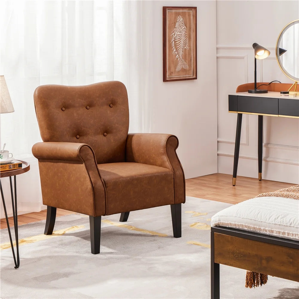 Set of 2 Brown Faux Leather Accent Chair R373