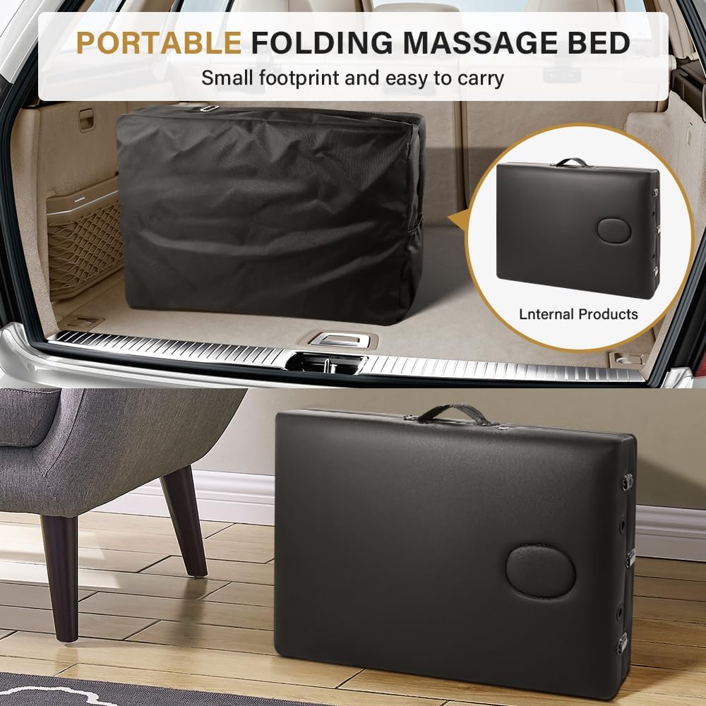 Black Folding Massage Table with Carry Case Y8643