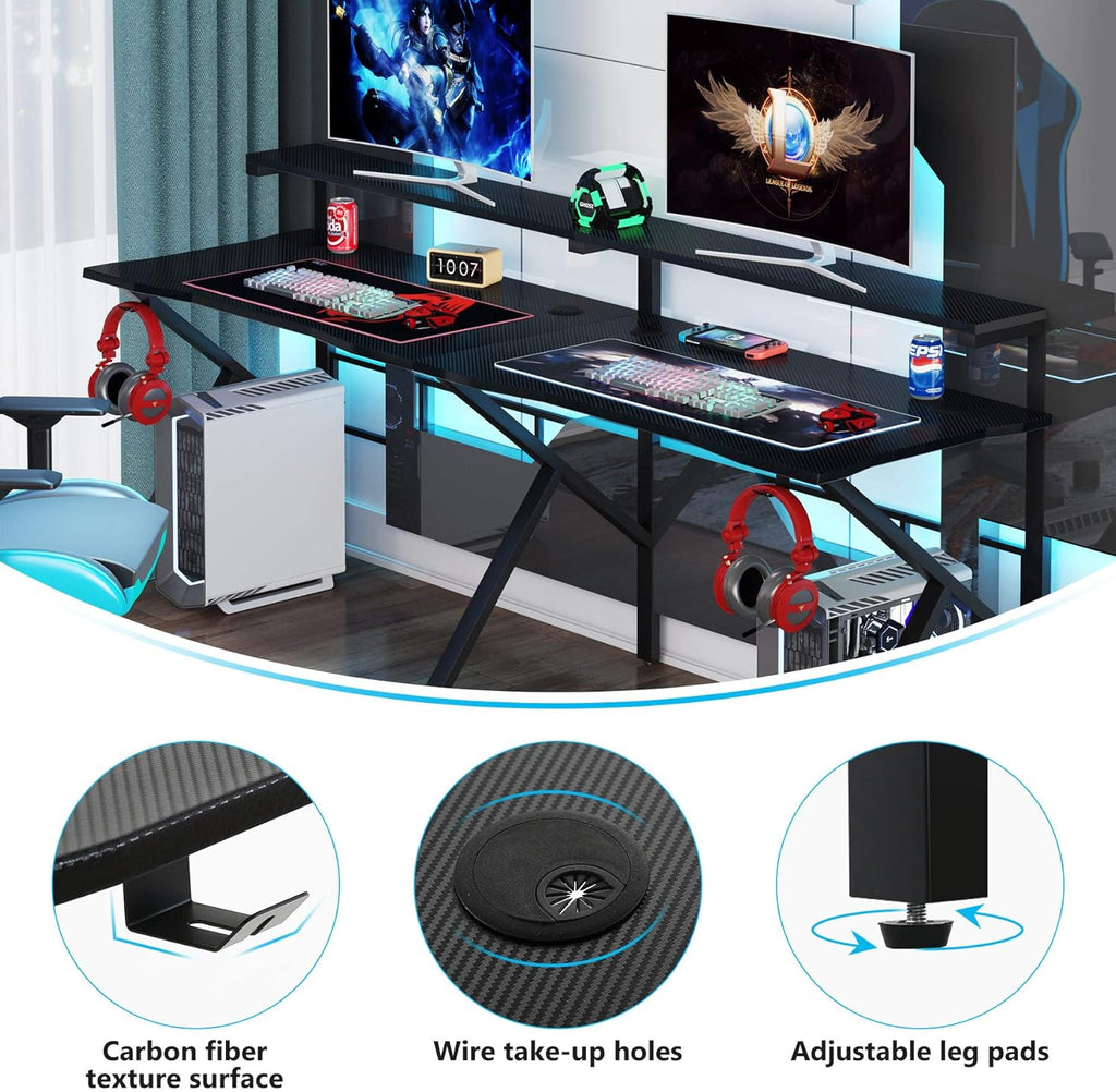 78 inches Double Computer Desk with Hutch Monitor Shelf W5704