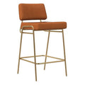 Vegan Leather Counter Stool with Antique Brass P23388