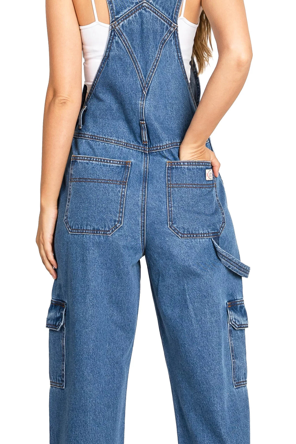 Medium Denim Cargo Utility Jean Overalls G10229