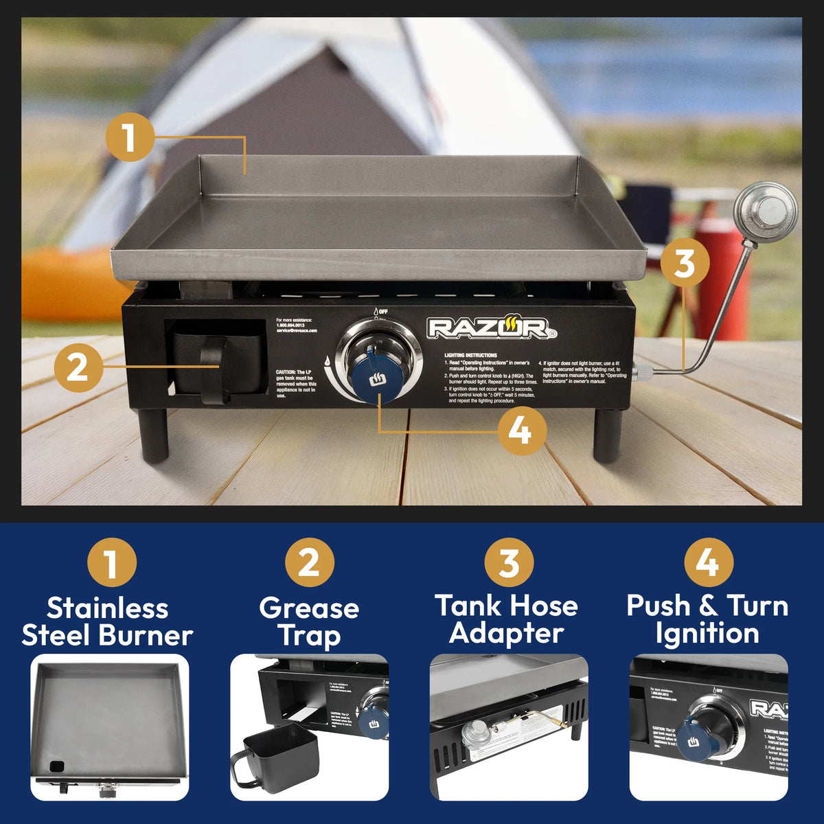 19" Portable 1 Burner LP Propane Gas Grill W108