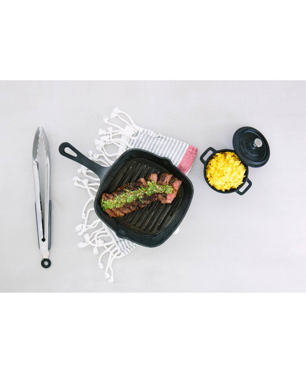 Cast Iron Skillet & Grill Pan 2-pc. Set with Handle Holder D8710