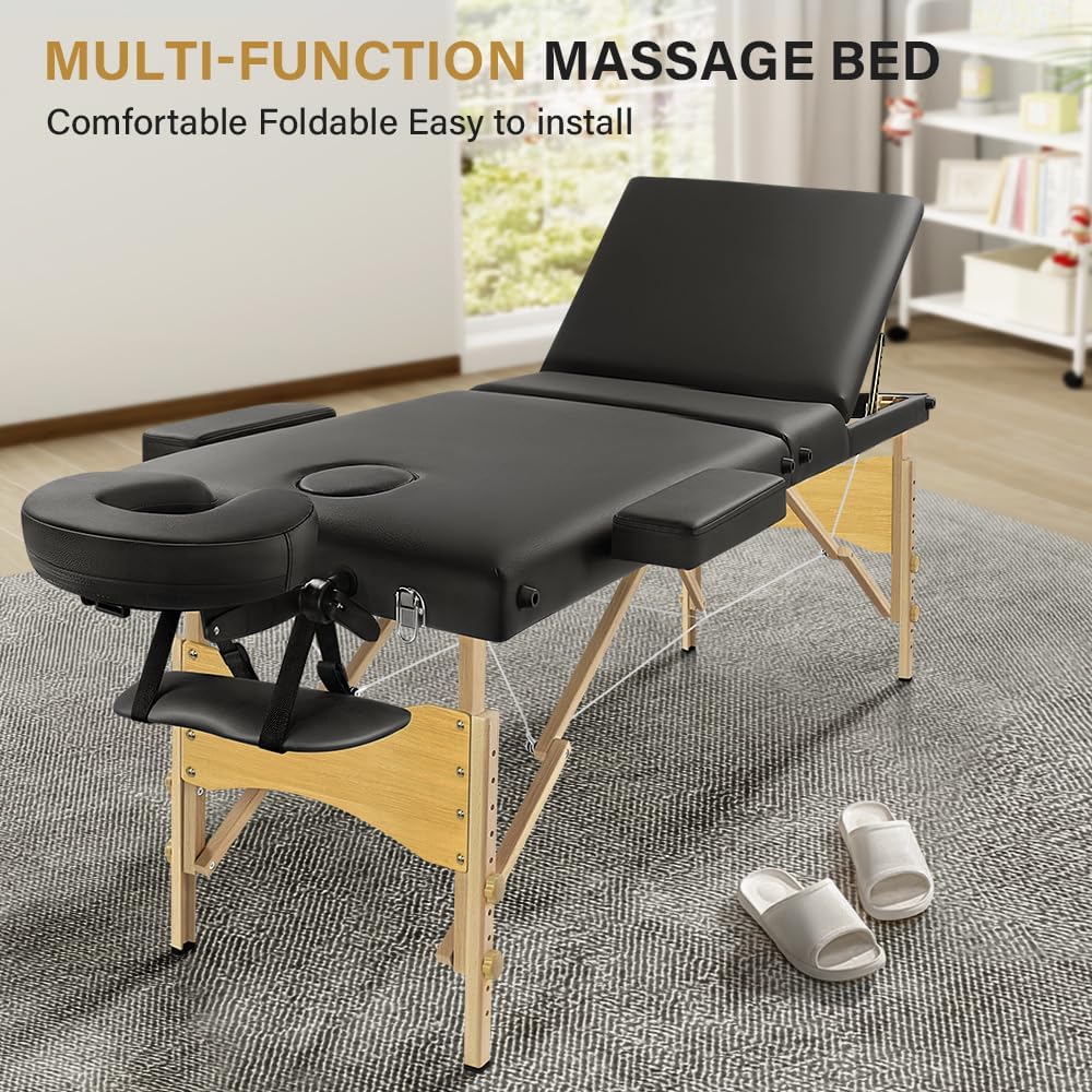 Black Folding Massage Table with Carry Case Y8643