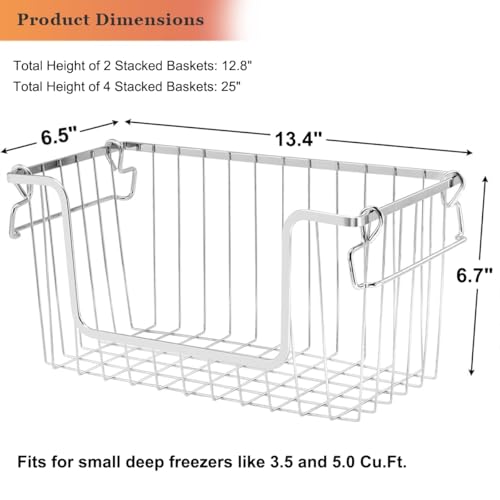 Set of 4 Stackable Metal Wire Freezer Bins with Foldable Handles X218445