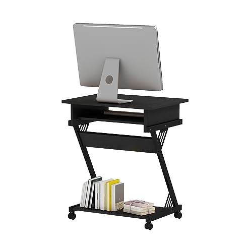 Brown Rolling Computer Desk with Keyboard Tray D416051