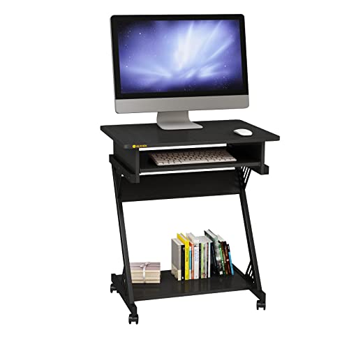 Brown Rolling Computer Desk with Keyboard Tray D416051