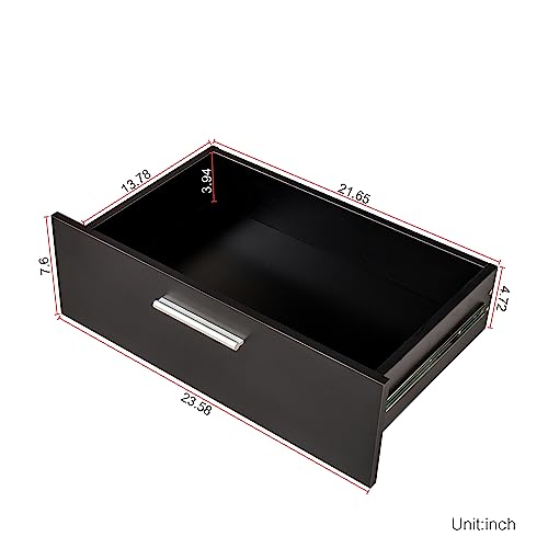 8 Drawer Black Wooden Double Dresser D711