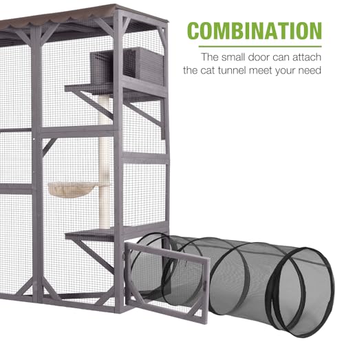 Outdoor Wooden Cat Enclosure with Scratching Posts Z331