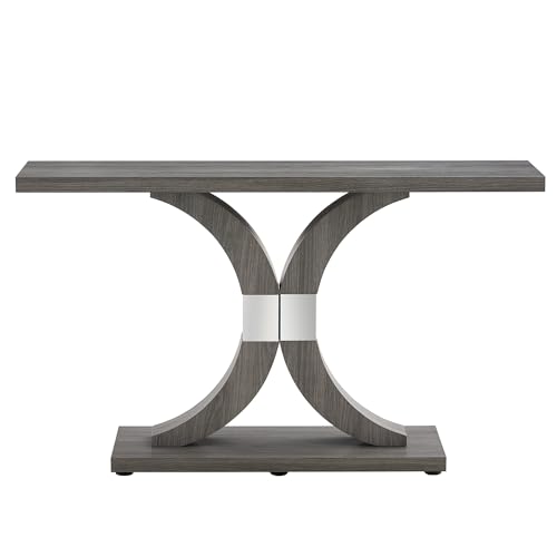 55 inch Gray Console Table with Geometric Base C3940